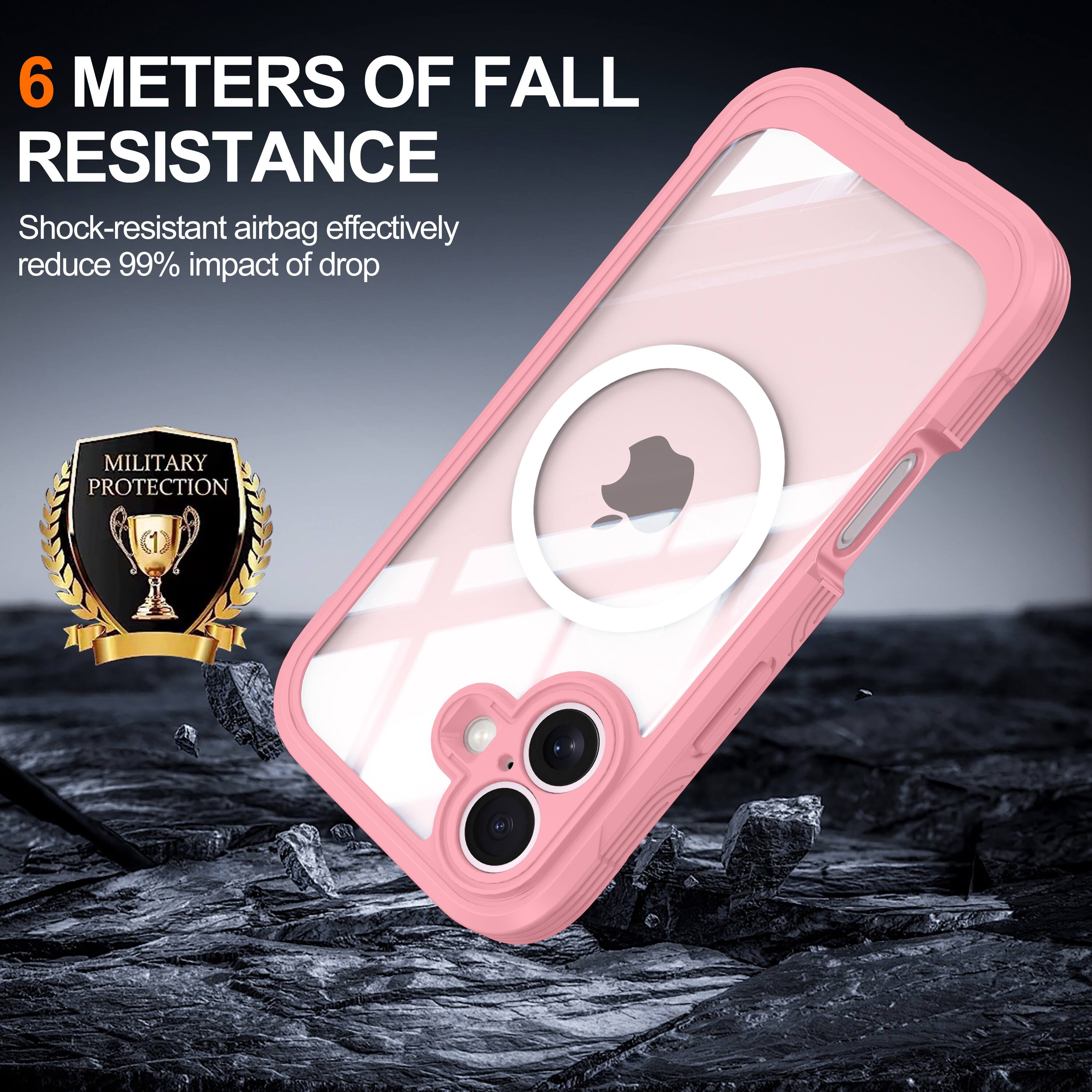 6 METERS OF FALL RESISTANCE  
Shock-resistant airbag effectively reduce 99% impact of drop  
MILITARY PROTECTION