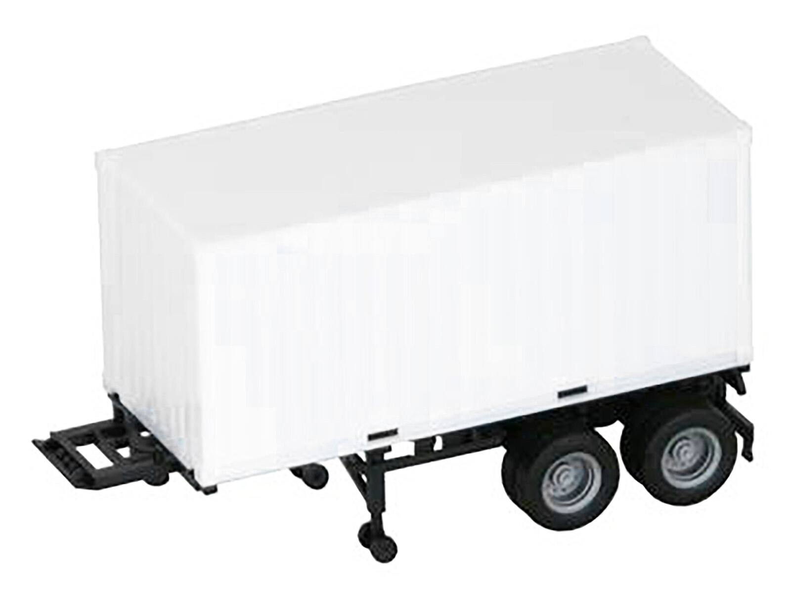 Angle. Promotex - 20ft Container with Chassis White 1/87 (HO) Plastic Model by Promotex - White.