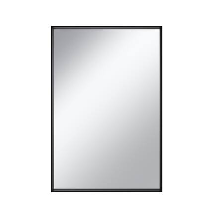 Front. Boyel Living - 24 x 16 in Rectangle Square Right-Angle Mirror with Matte Black Aluminum Frame.
