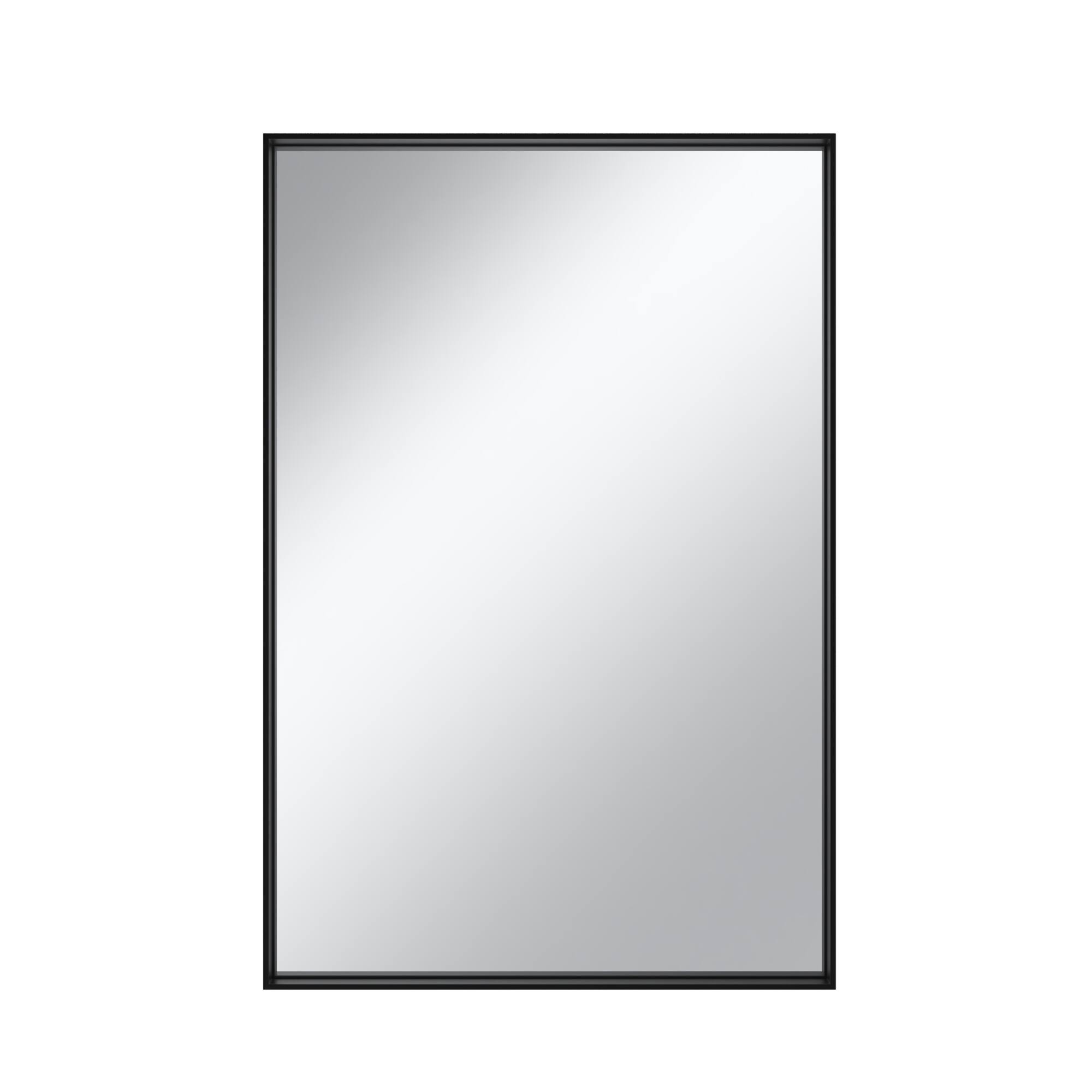 Front. Boyel Living - 24 x 16 in Rectangle Square Right-Angle Mirror with Matte Black Aluminum Frame.