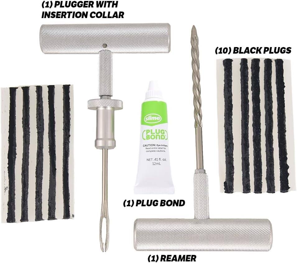 (1) PLUGGER WITH INSERTION COLLAR  
(10) BLACK PLUGS  
(1) PLUG BOND  
(1) REAMER  

CAUTION: Eye irritant. Read entire label for complete cautions.  
NET 41 fl. oz. 12mL