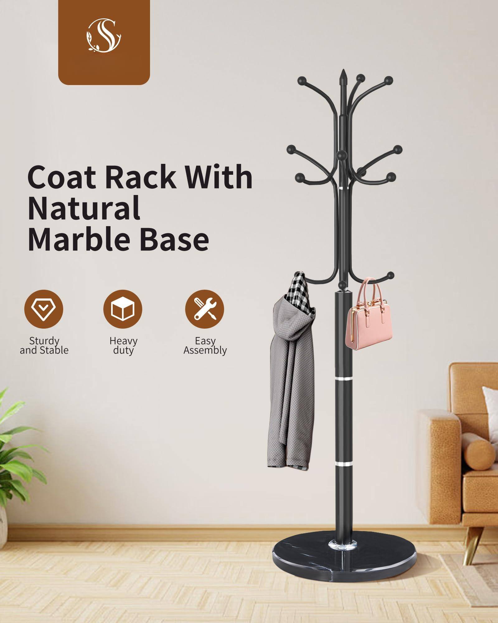 Coat Rack With Natural Marble Base

- Sturdy and Stable
- Heavy duty
- Easy Assembly