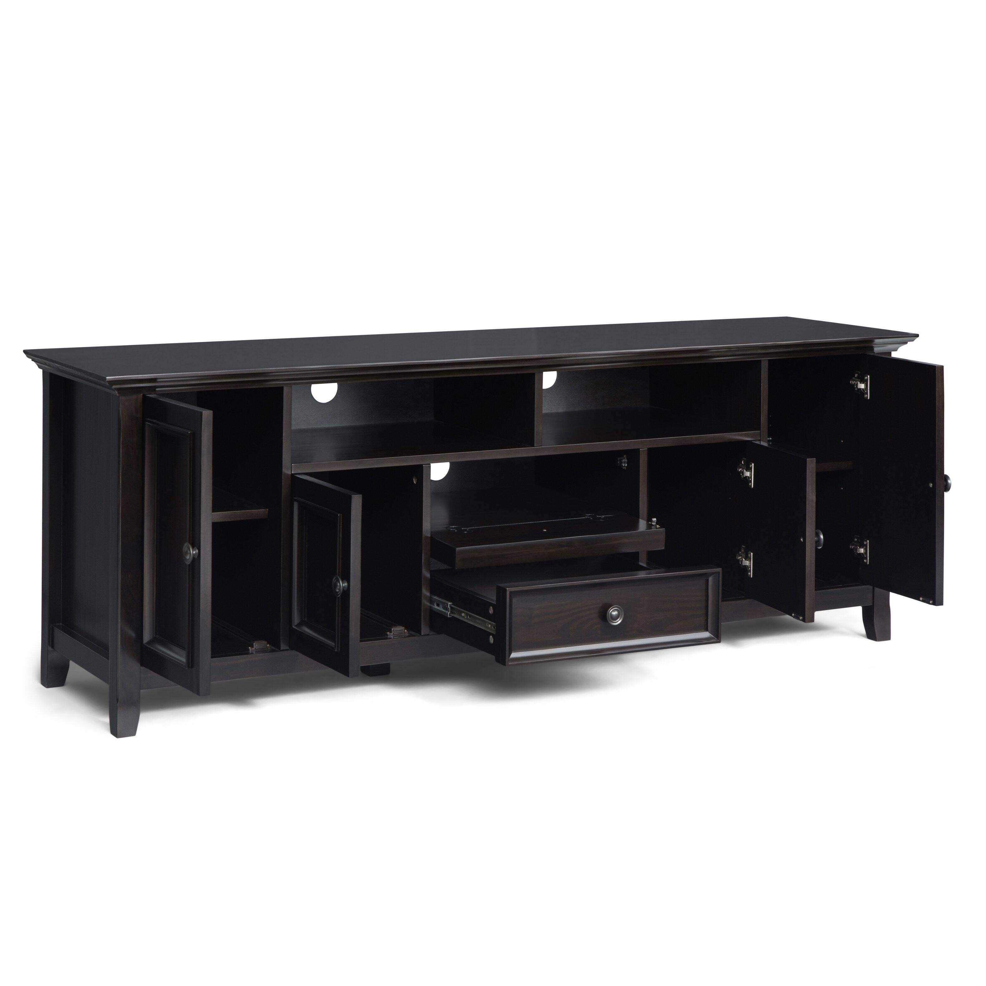 Alt View 4. Simpli Home - Amherst 72 inch Solid Wood TV Media Stand in Hickory Brown - Hickory Brown.