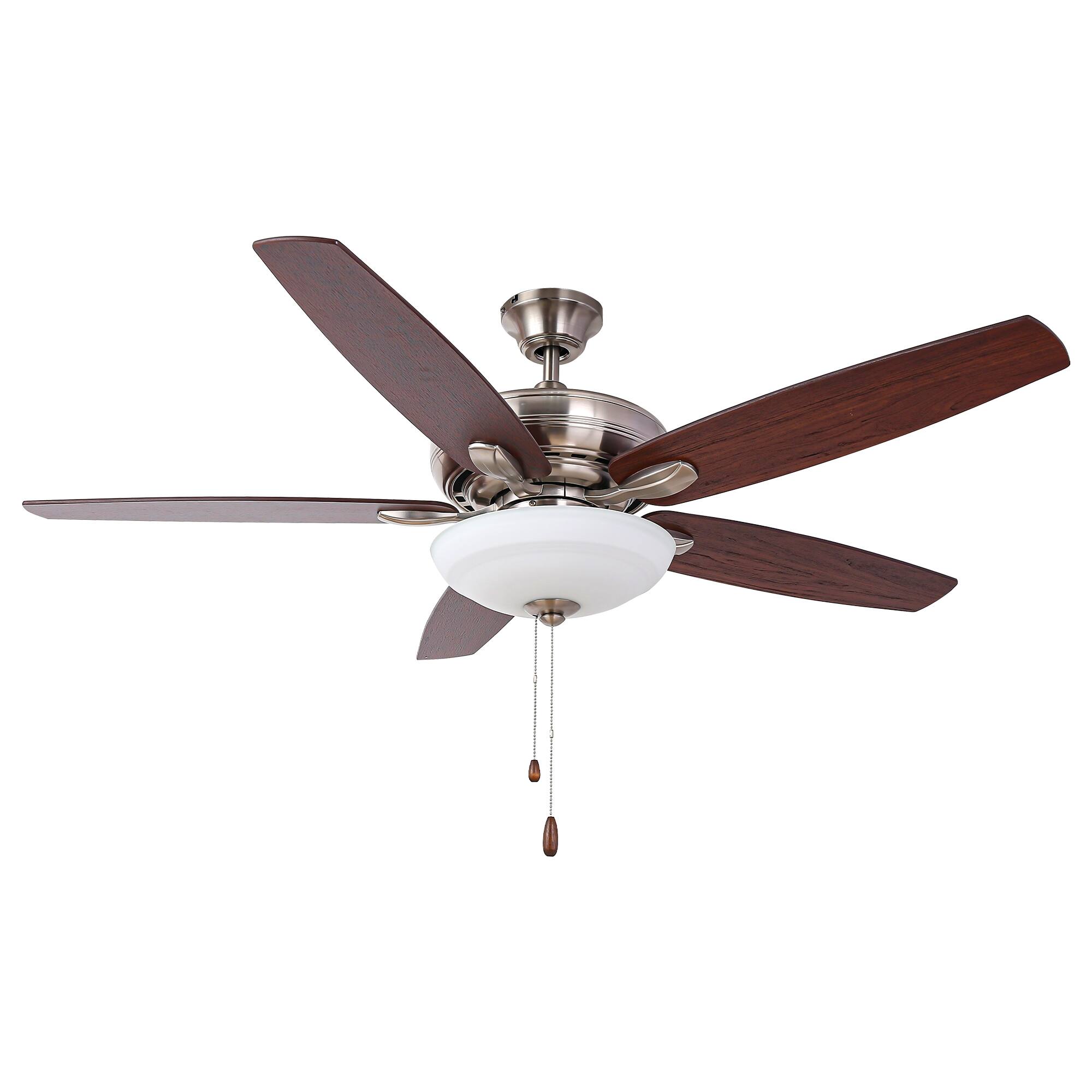 Alt View 1. Parrot Uncle - 52" Modern Nickel Dual Mounting Ceiling Fan with Light and Pull Chain - Polished Nickel.