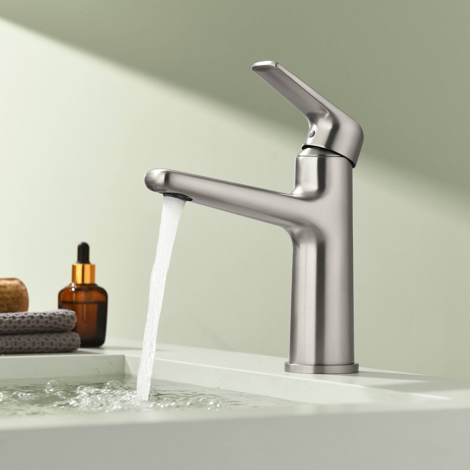 Alt View 4. Boyel Living - Brushed Nickel Single Handle Bathroom Faucet Solid Brass - Brushed Nickel.