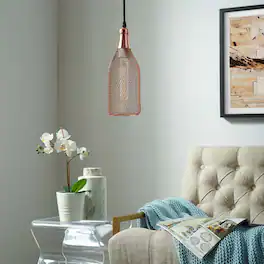 Glimmer Bottle-Shaped Pendant Light by Modway - Rose Gold