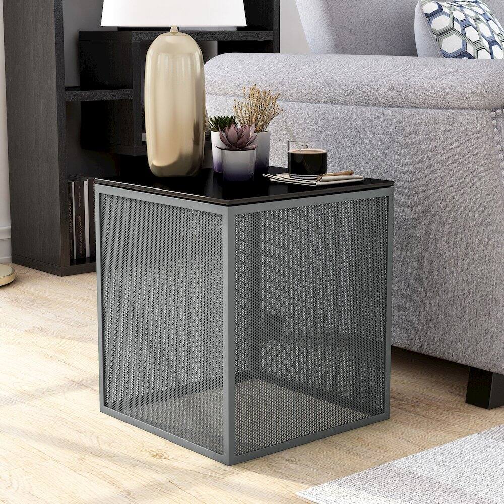 Alt View 2. Furniture of America - Kelforia Contemporary Glass Top Side Table - Gray.