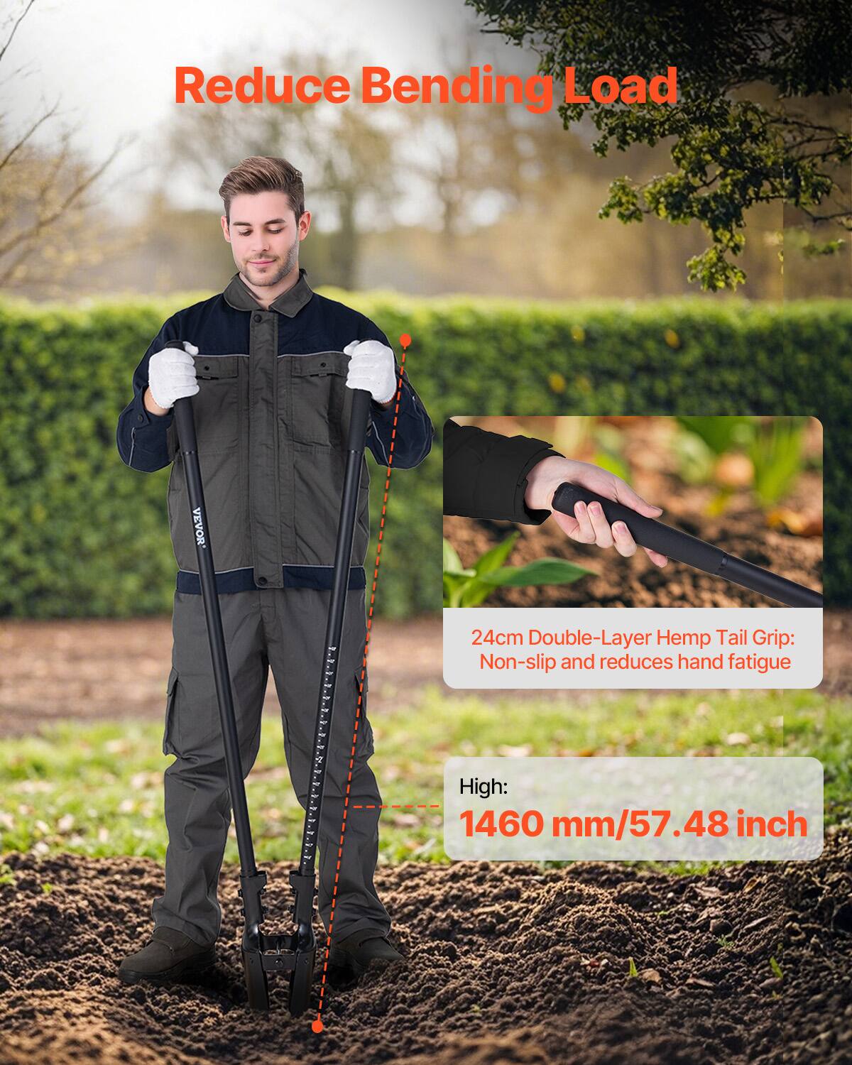 Reduce Bending Load

24cm Double-Layer Hemp Tail Grip: Non-slip and reduces hand fatigue

High: 1460 mm/57.48 inch