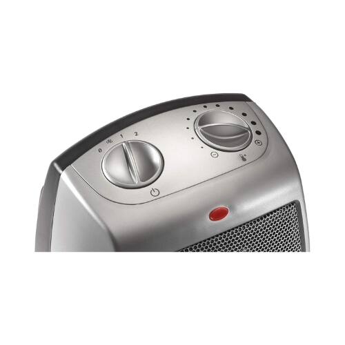 Alt View 2. Lasko - Lasko Desktop Ceramic Space Heater with Adjustable Thermostat, 2 Heat Settings, Fan Mode, Compact 9.2", Silver.