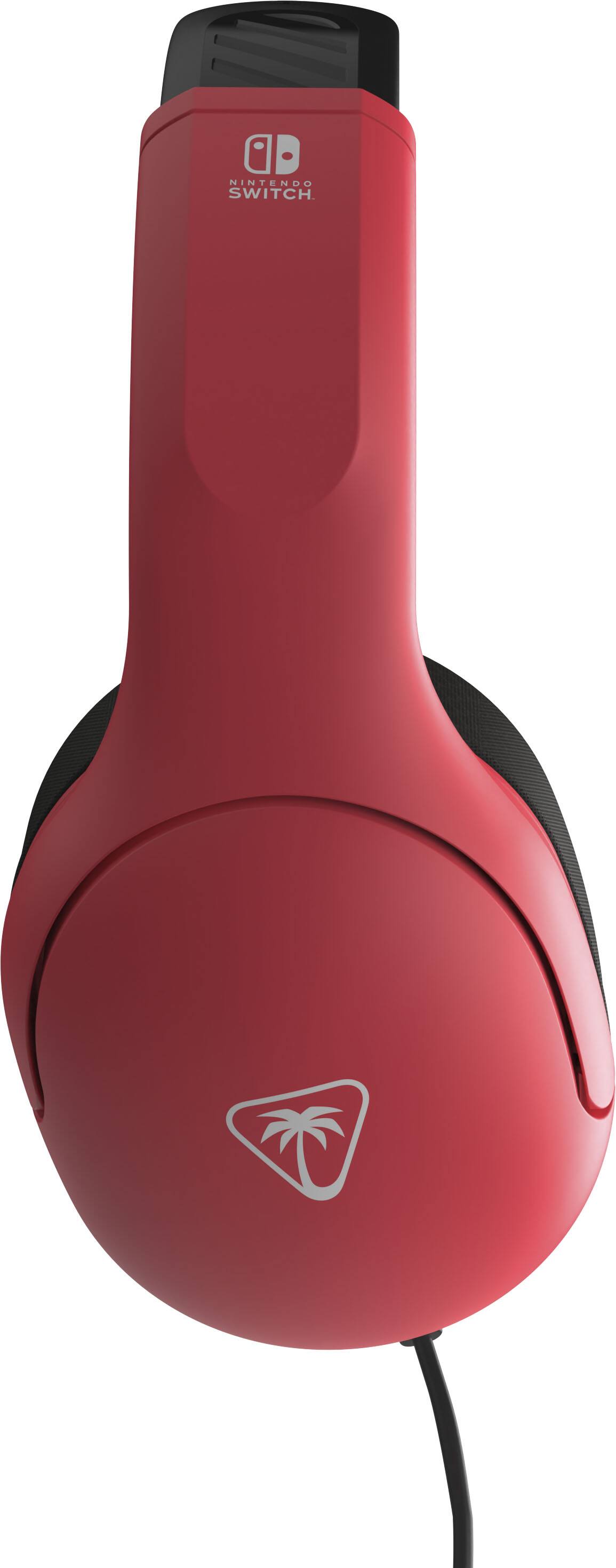 The image shows a red Nintendo Switch headset.