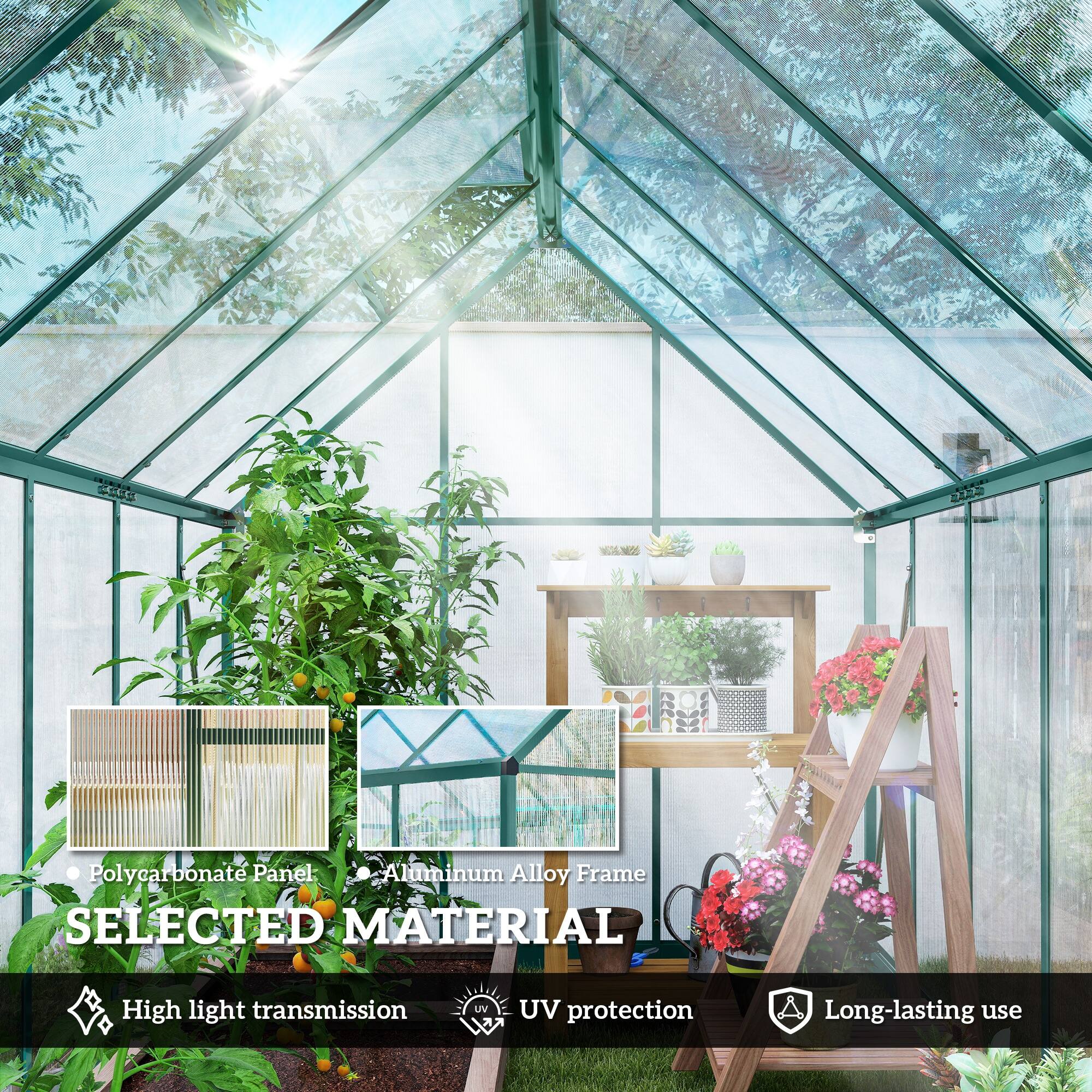 FARA T Polycarbonate Panel Aluminum Alloy Frame  
SELECTED MATERIAL  
High light transmission  
UV protection  
Long-lasting use