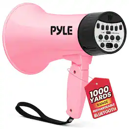 Pyle - 30W Bluetooth Rechargeable Megaphone with Voice Changer, Recording, Siren & USB-C Charging - Light Pink