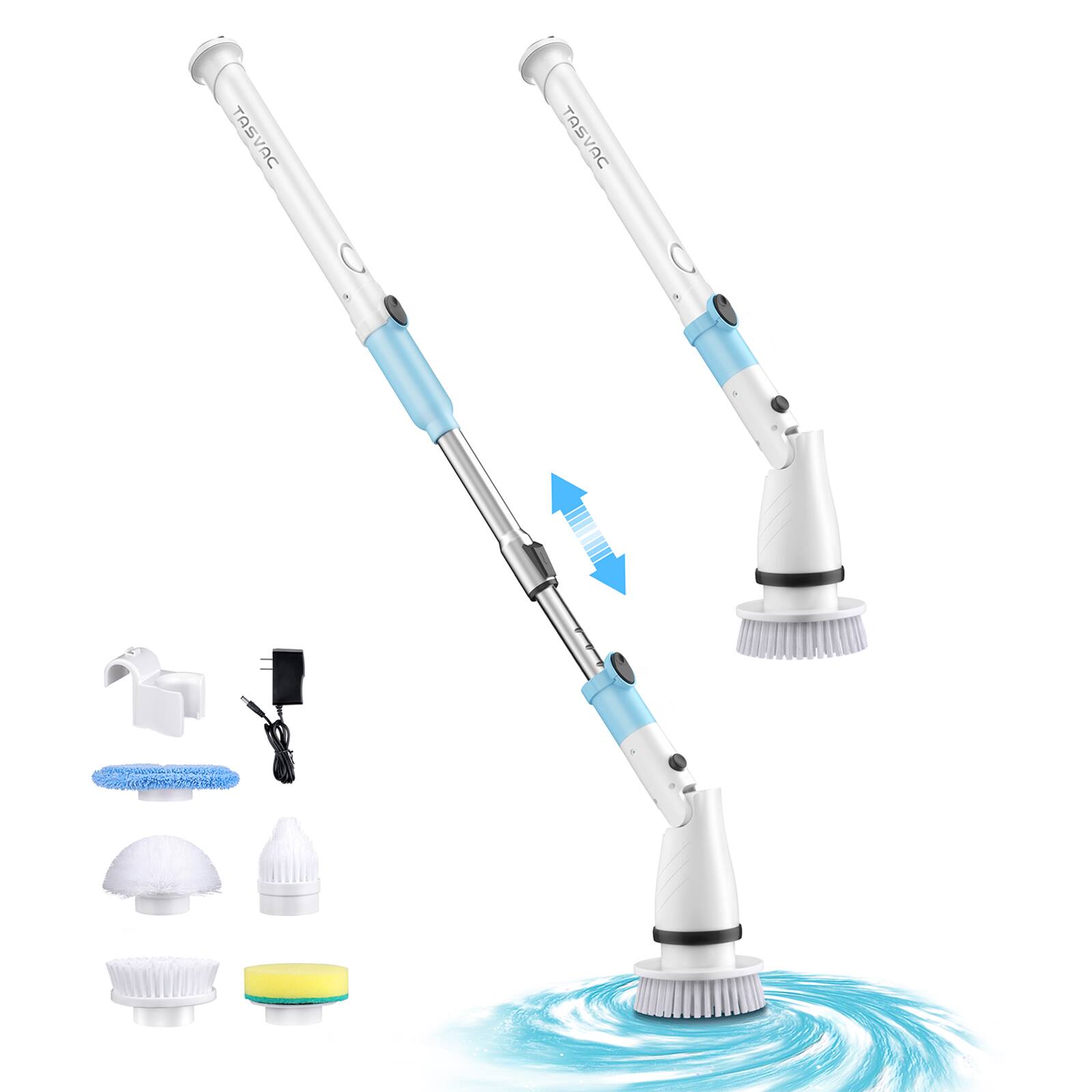 Aukfa - EB5 Electric Spin Scrubber - Cordless, 5 Replaceable Heads, 450 RPM, Telescopic Handle, 90min Runtime