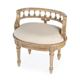 Butler Specialty - Hathaway 22.5 in. W Oval Upholstered and Wood Traditional Vanity Seat - Beige