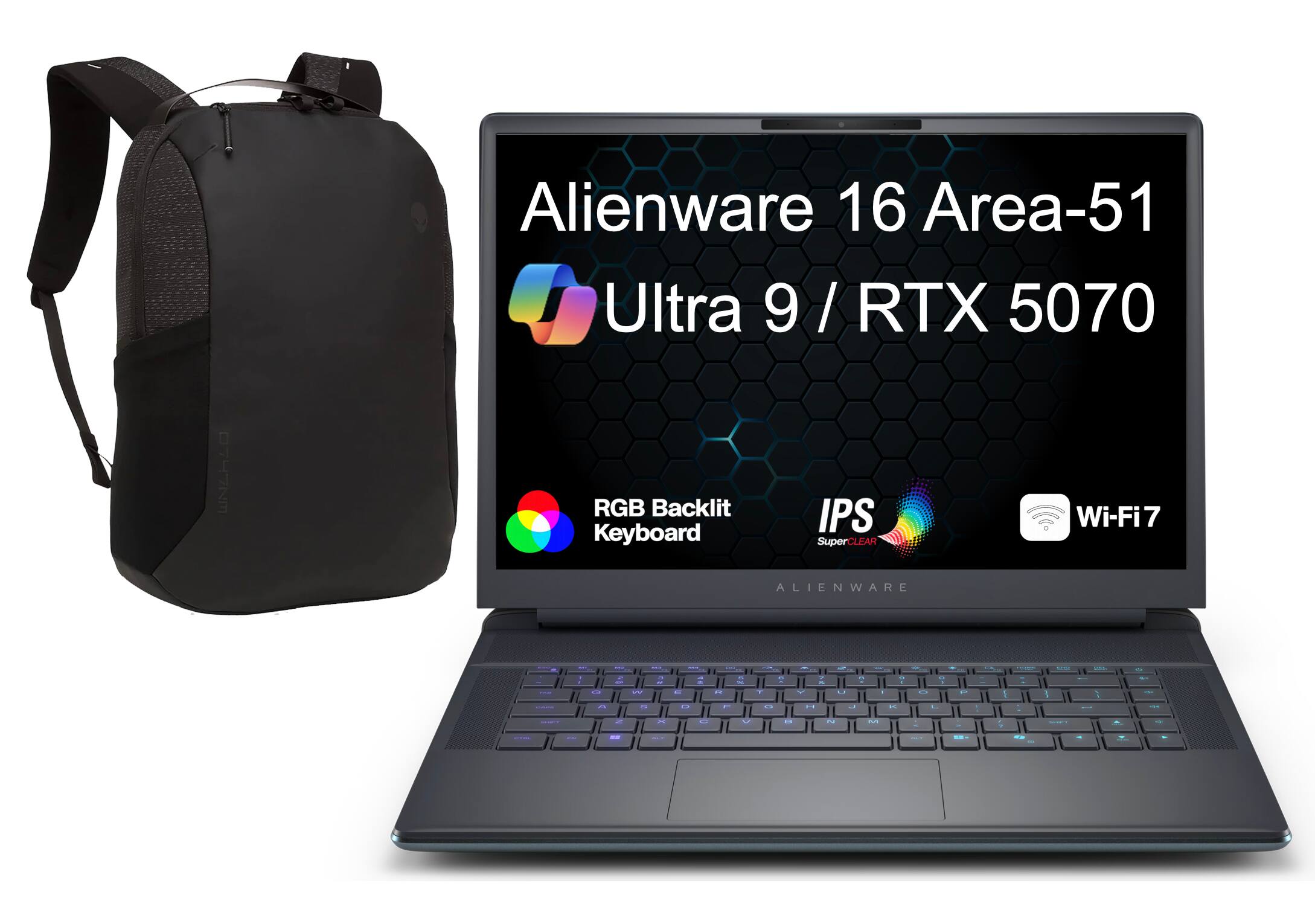 Alienware - 16 Area-51 AA16250 Laptop 16.0 WQXGA Display (Ultra 9- 275HX, 64GB, 4TB SSD, Win 11 Pro) w/17in Backpack - Liquid Teal