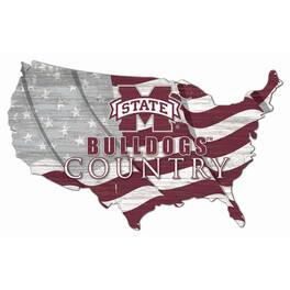 Fan Creations - Mississippi State Bulldogs USA Flag Cutout Sign - Multicolor