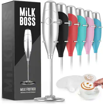 Milk Boss
Milk Frother
With 16 Latte Art Stencils
