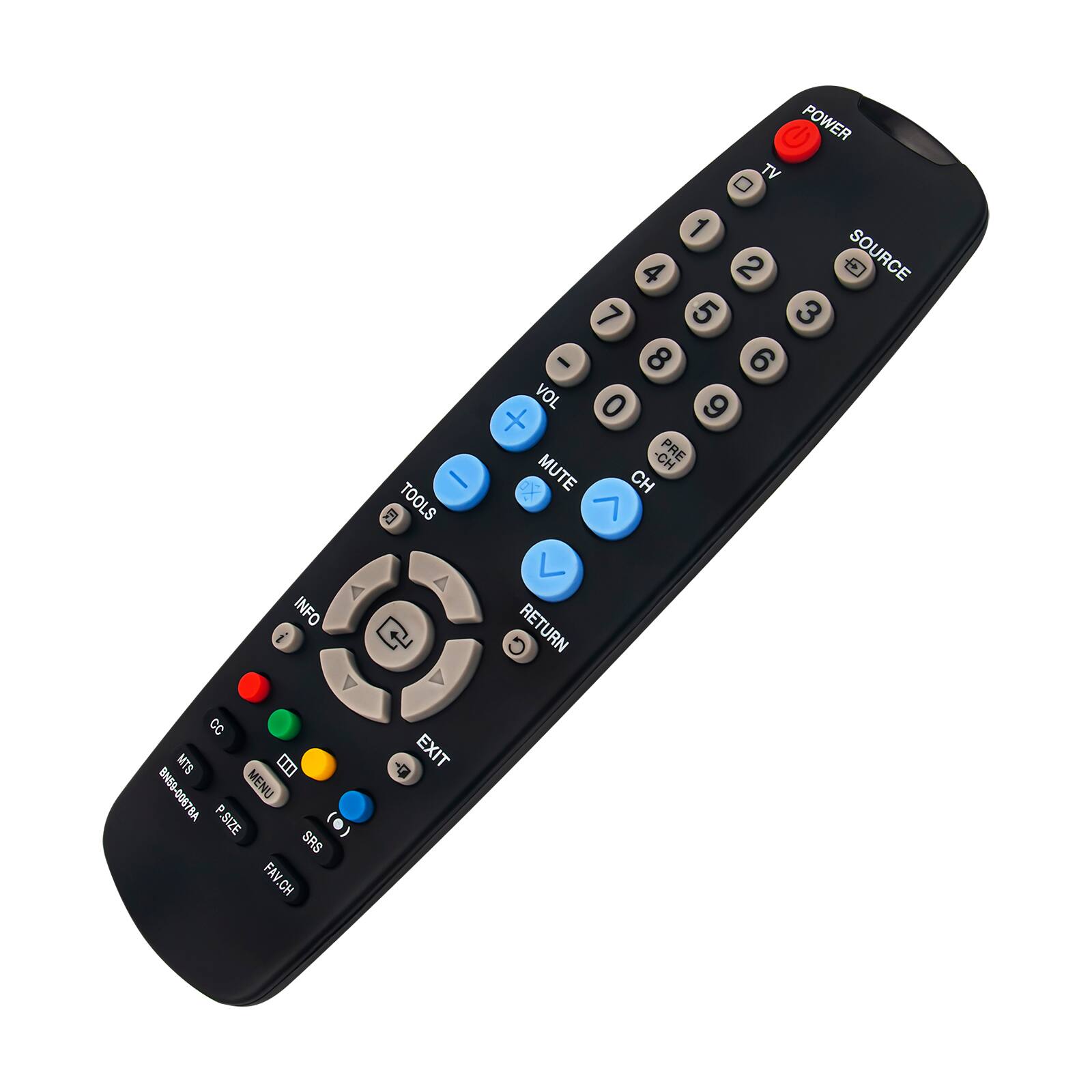 TOOLS POWER TV 1 4 2 SOURCE 7 5 3 8 6 VOL 0 9 + CH PRE MUTE CH INFO RETURN CC MTS MENU P.SIZE SHS FAV.CH FAV EXIT