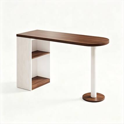 Front. Vividwood - 55" Bar Height Table with Storage Shelf, Counter Height Kitchen Dining Table, High Top Breakfast Bar Table - Brown.