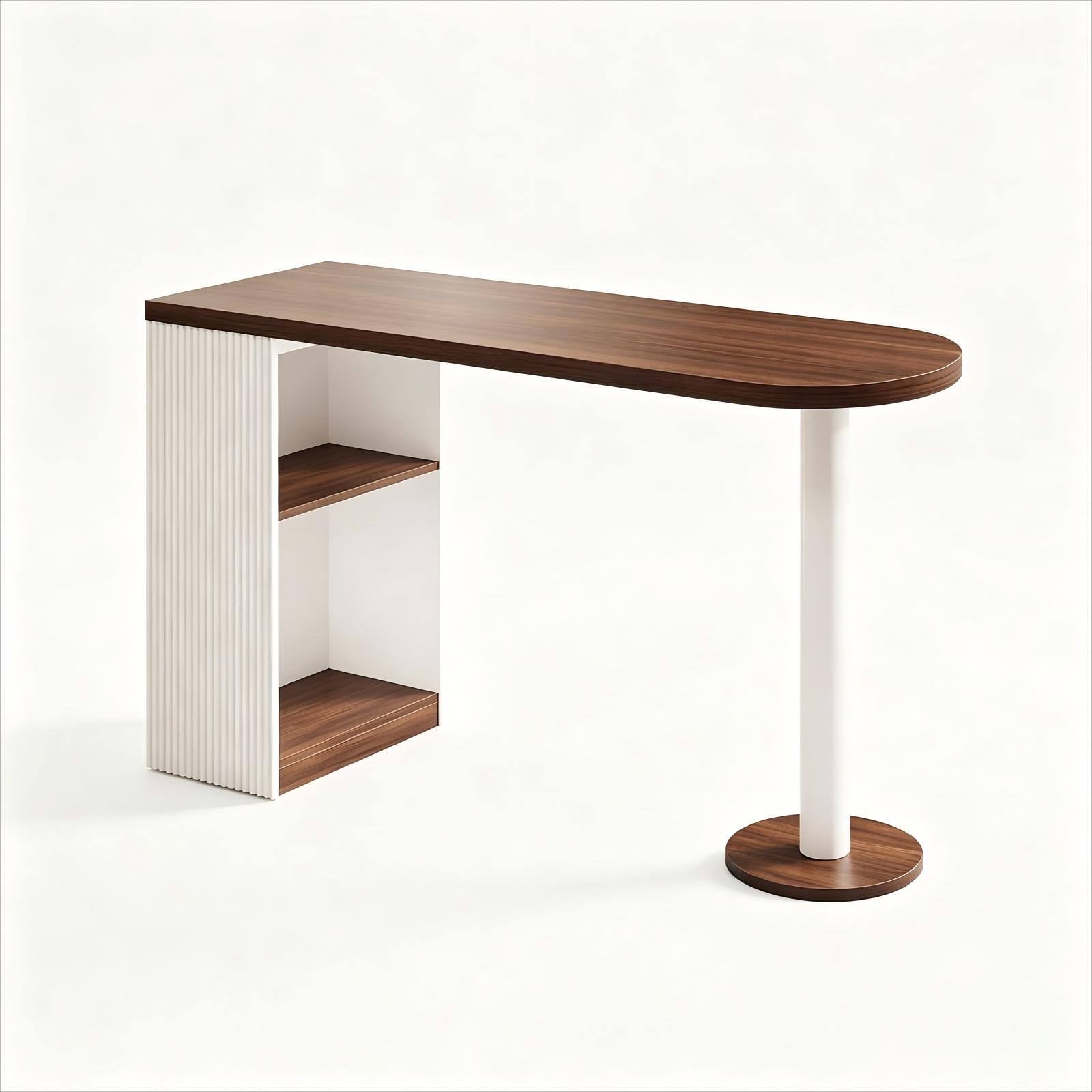 Front. Vividwood - 55" Bar Height Table with Storage Shelf, Counter Height Kitchen Dining Table, High Top Breakfast Bar Table - Brown.