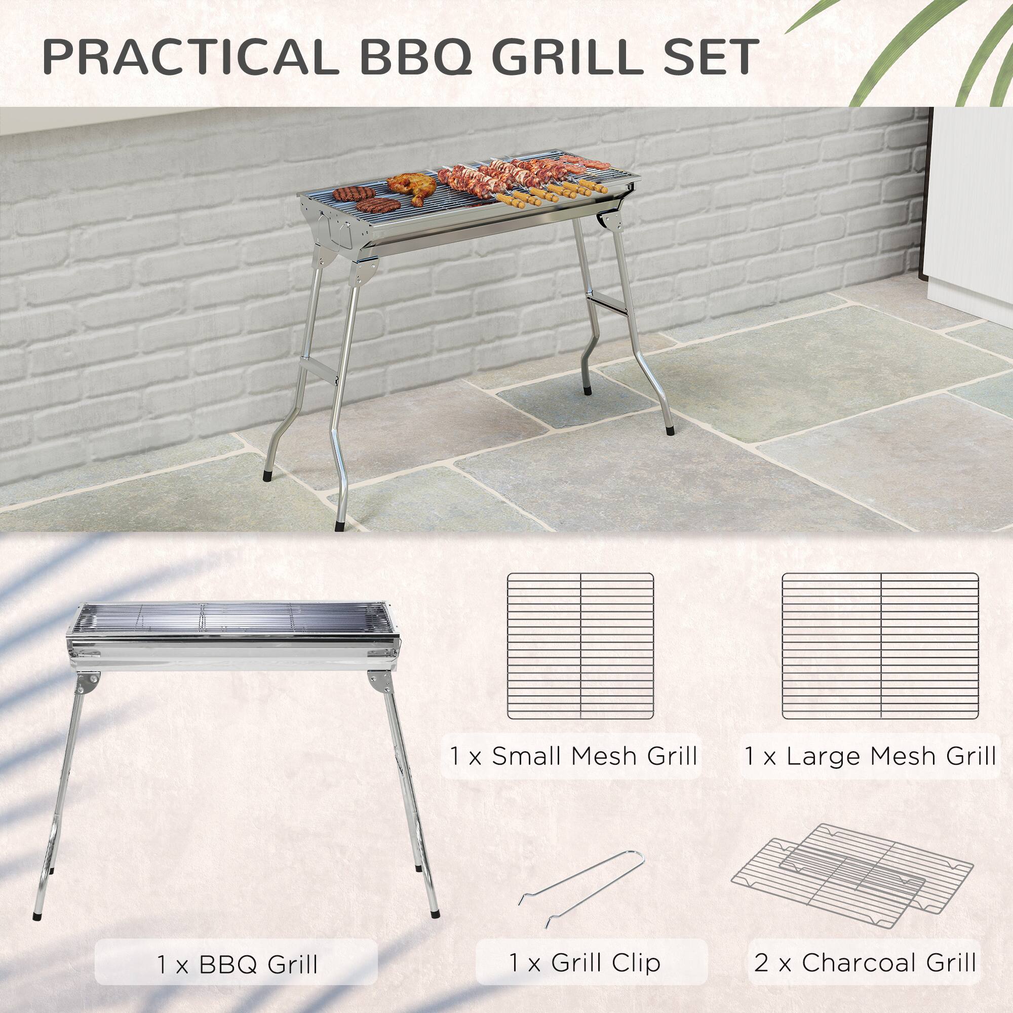 PRACTICAL BBQ GRILL SET

1 x BBQ Grill  
1 x Small Mesh Grill  
1 x Large Mesh Grill  
1 x Grill Clip  
2 x Charcoal Grill