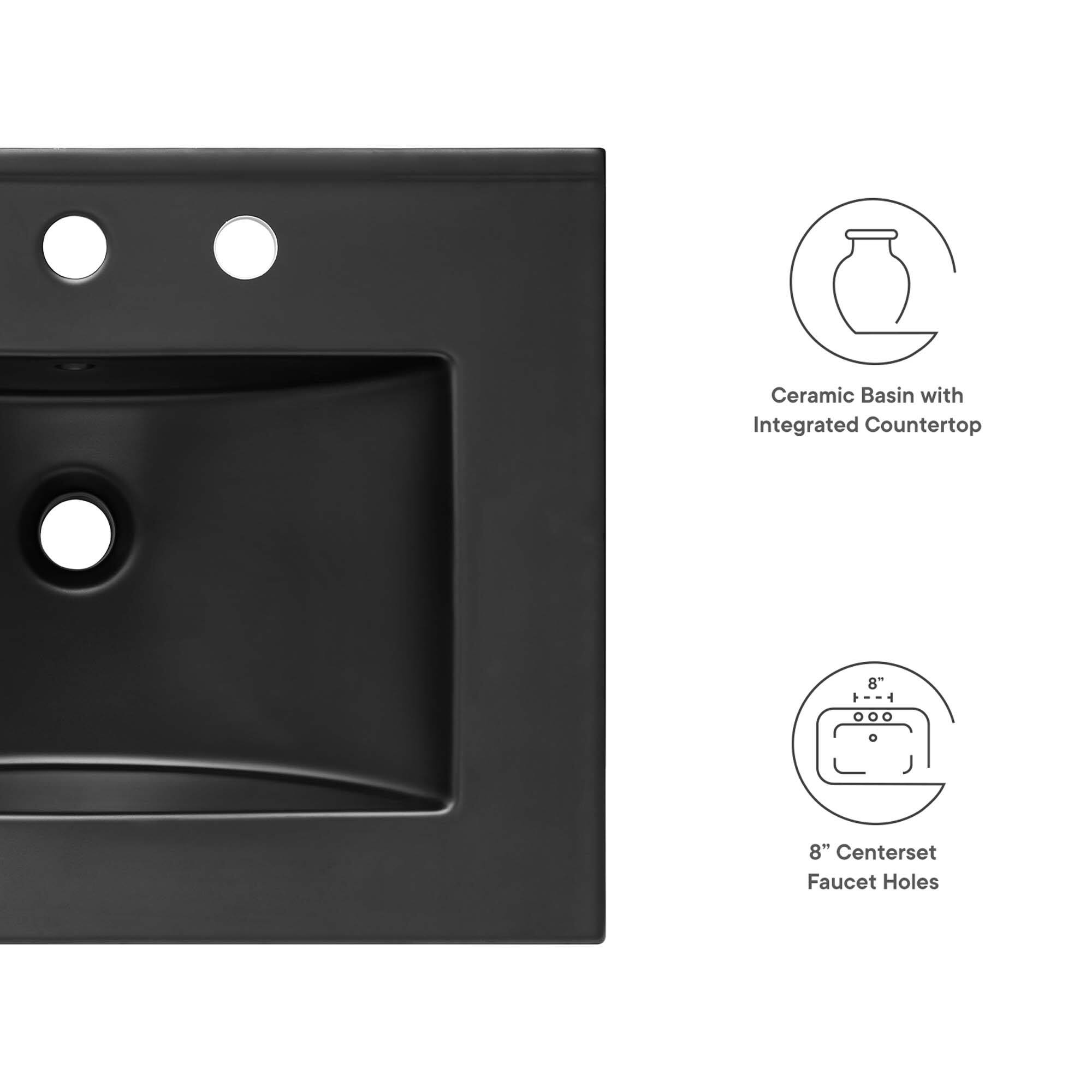 Ceramic Basin with Integrated Countertop  
8" Centerset Faucet Holes