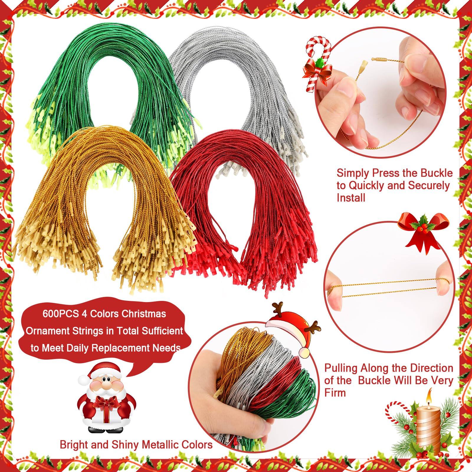Stylel Star 600pcs Christmas Ornament Hooks Hangers With Snap String ...