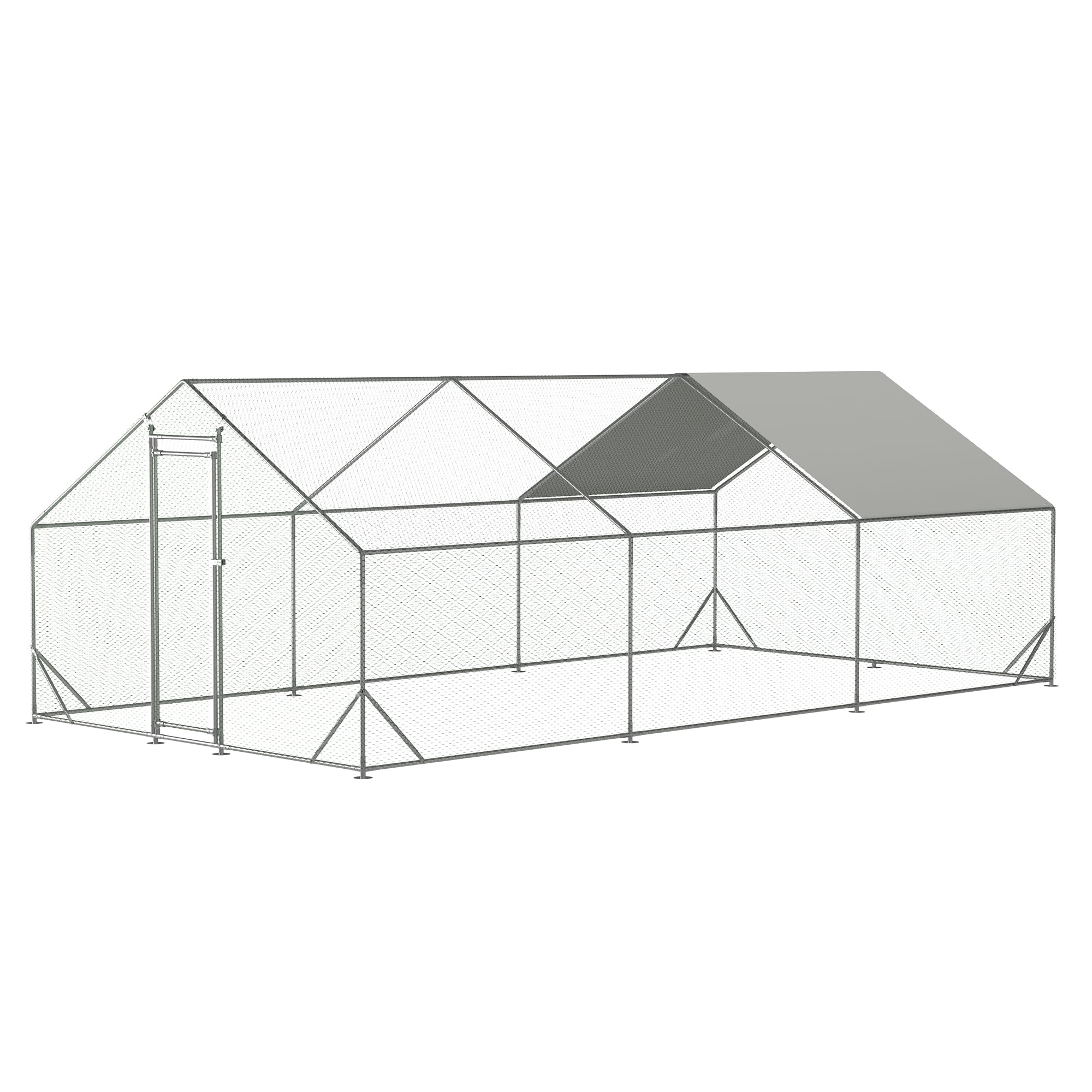 Mondawe - 10ft x 20ft Large Metal Walk-in Chicken Coop with Waterproof and Anti-Ultraviolet Cover