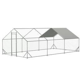 Mondawe - 10ft x 20ft Large Metal Walk-in Chicken Coop with Waterproof and Anti-Ultraviolet Cover