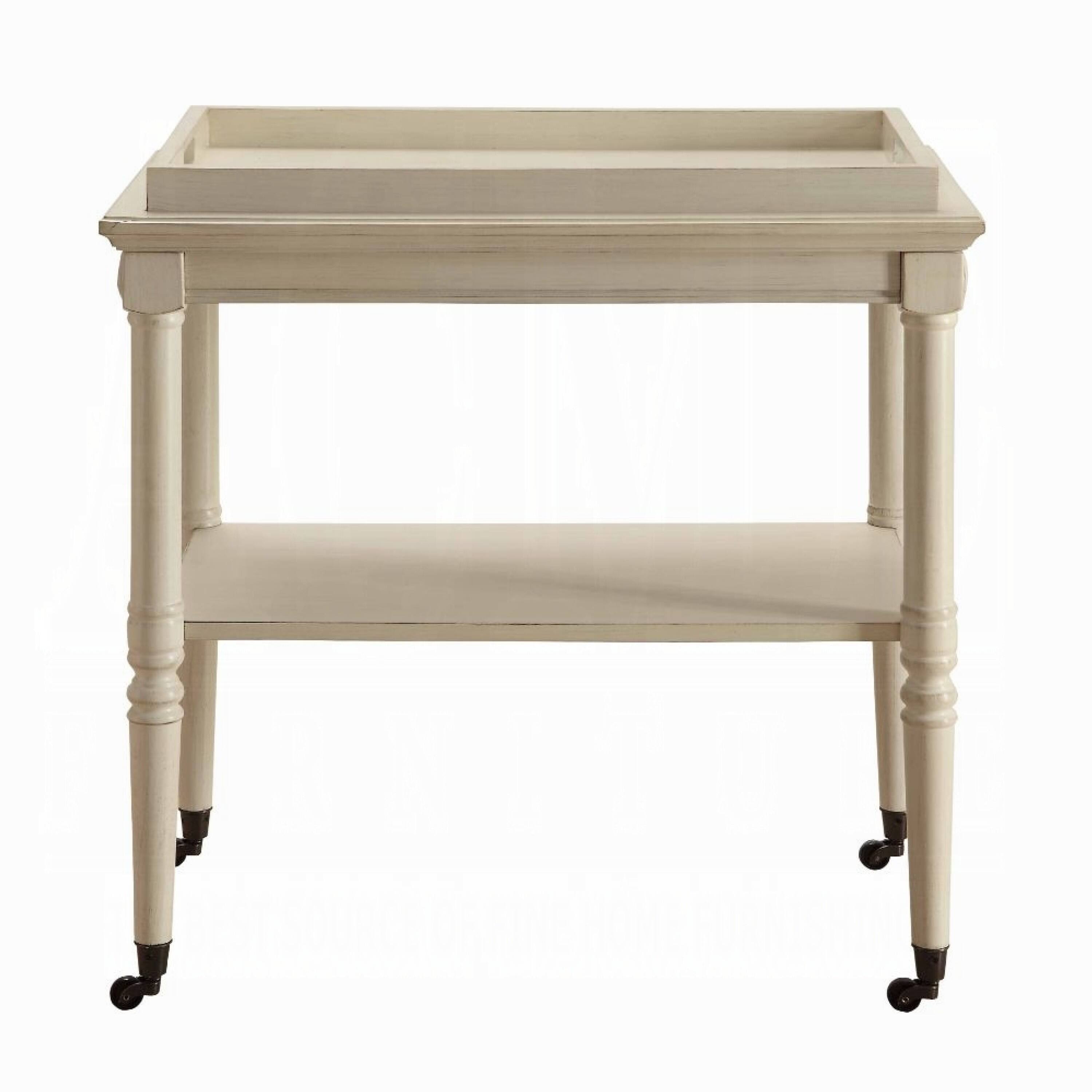 Alt View 2. Manhattan Lane - Wooden Serving Tray Table - Antique White.