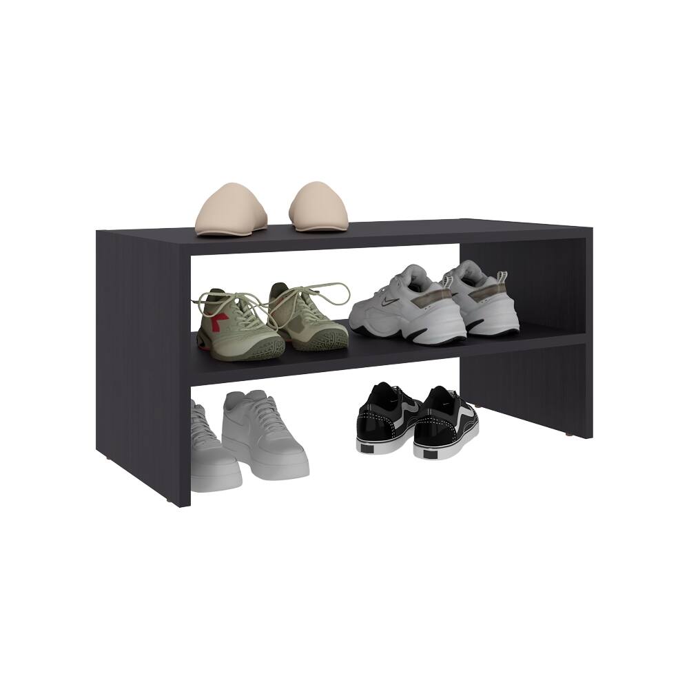 Alt View 3. Loheer - Loheer small shoe rack for entryway, 3 tier open shoe shelf, Black - Black.