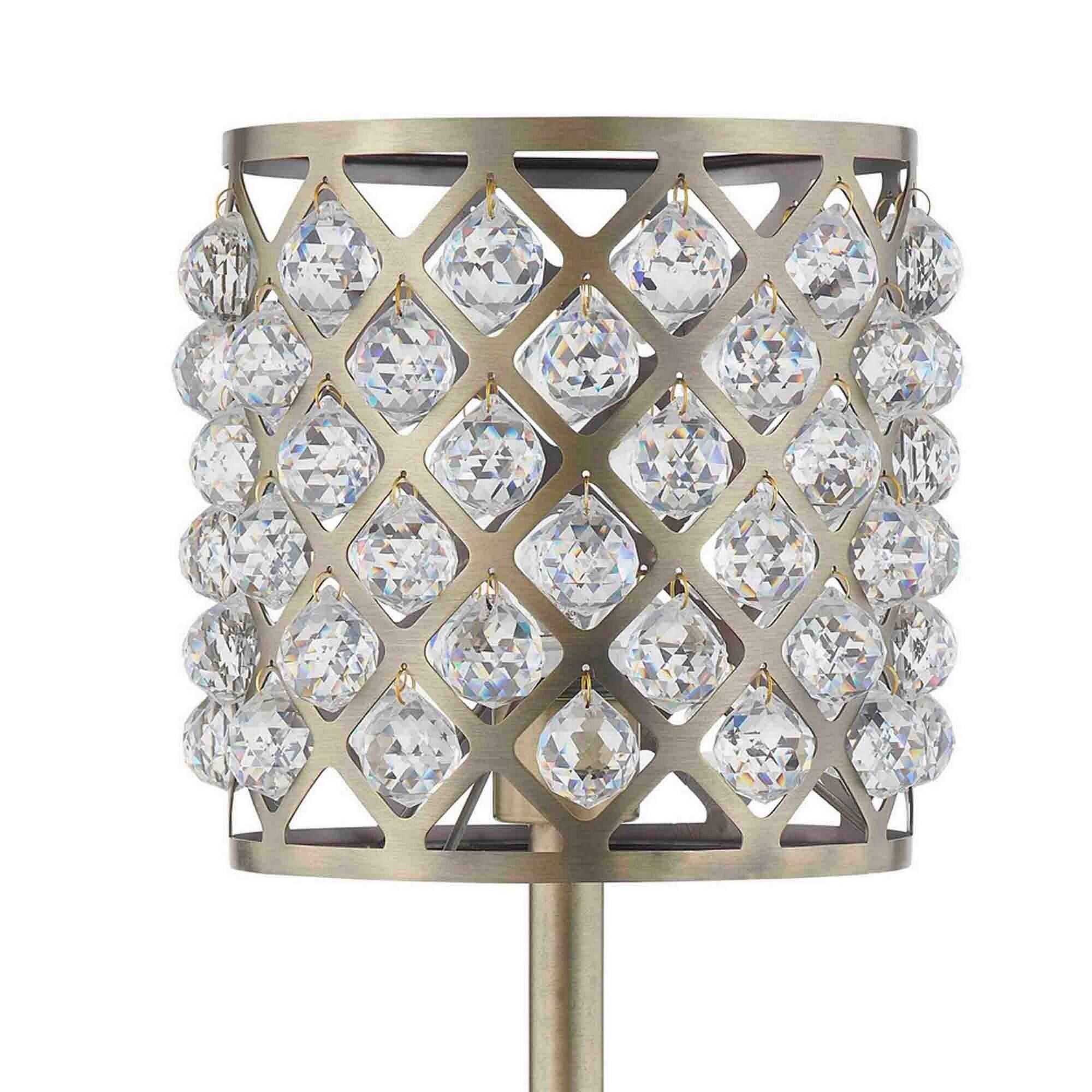 Left. Manhattan Lane - Dany 24 Inch Table Lamp with Crystal Drum Shade, Metal - Brass, Black.