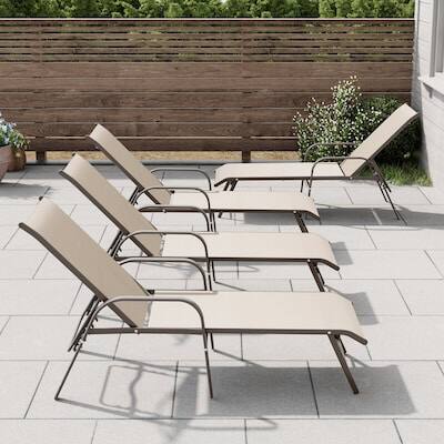 Alt View 4. Crestlive Products - Crestlive Products Set of 2 Stackable Aluminum Frame Adjustbale Chaise Lounge Chair - Champagne.