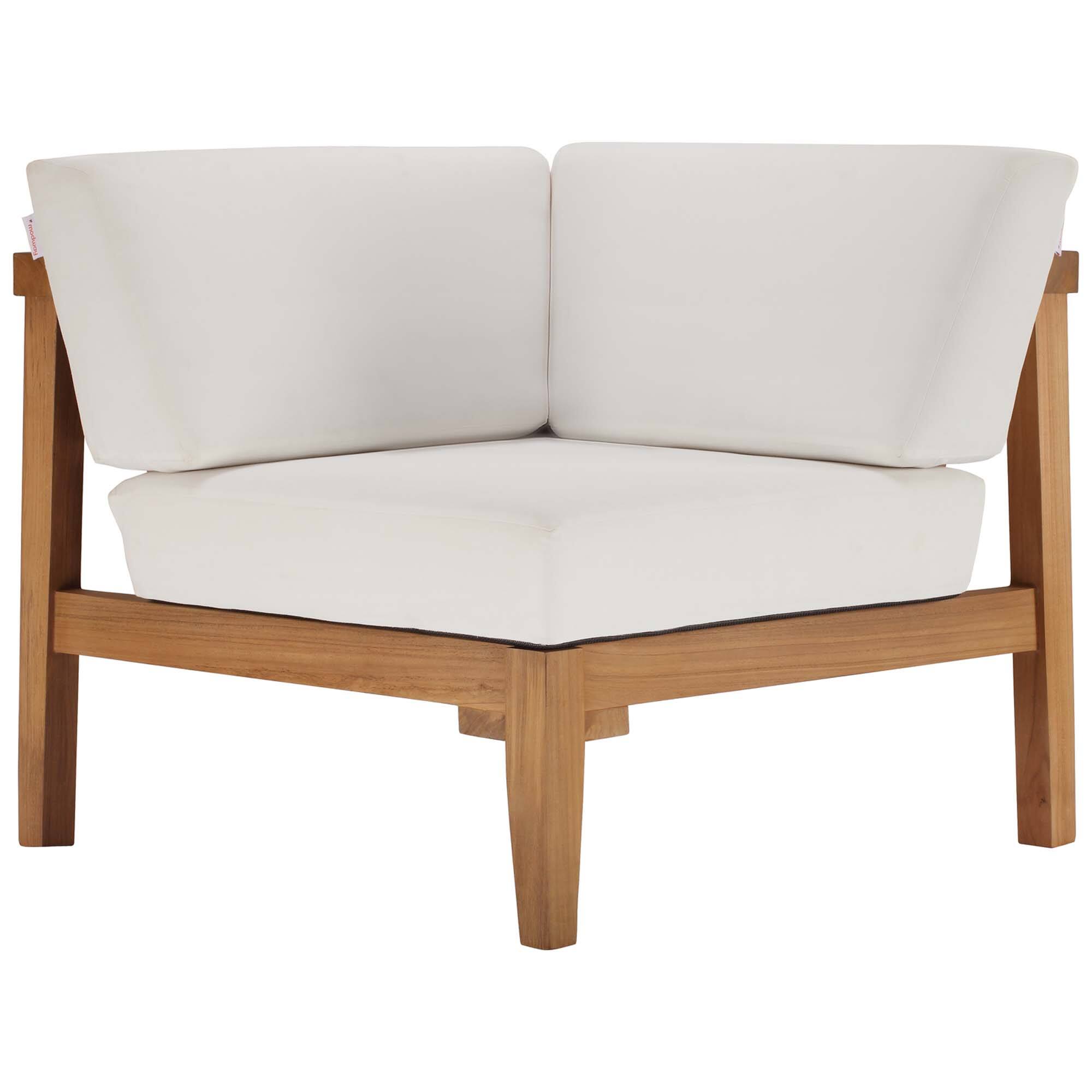 Angle. Modway - Bayport Outdoor Patio Teak Wood Corner Chair by Modway - Natural White.