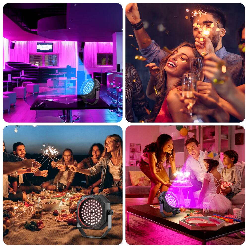 Alt View 2. UKing - Par Light 60LED RGB DMX Strobe Stage Lighting Party Disco DJ Lights.