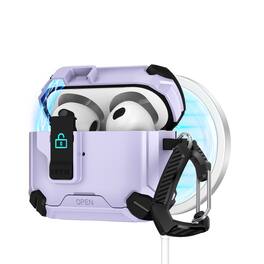 UUCOVER - For Airpods 4/5th Gen Magnetic Automatic Safety Lock Case with Phone Stand and Carabiner, Compatible with Magsafe Cover - Purple