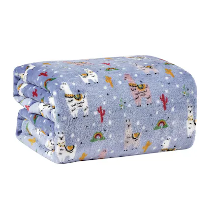 Front. Noble House - Plazatex Llama Micro plush Decorative All Season Light Blue Color 50" X 60" Throw Blanket - Light blue.