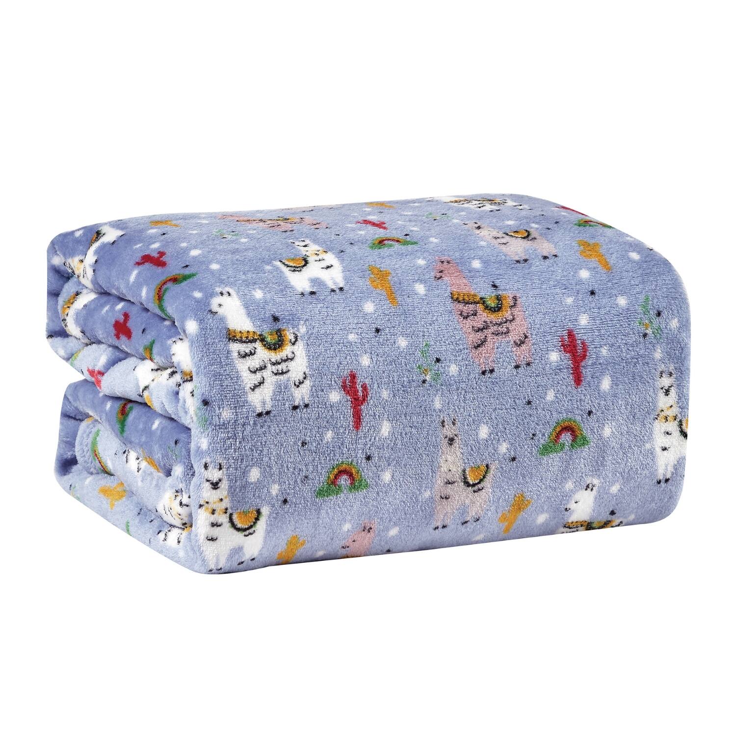 Front. Noble House - Plazatex Llama Micro plush Decorative All Season Light Blue Color 50" X 60" Throw Blanket - Light blue.