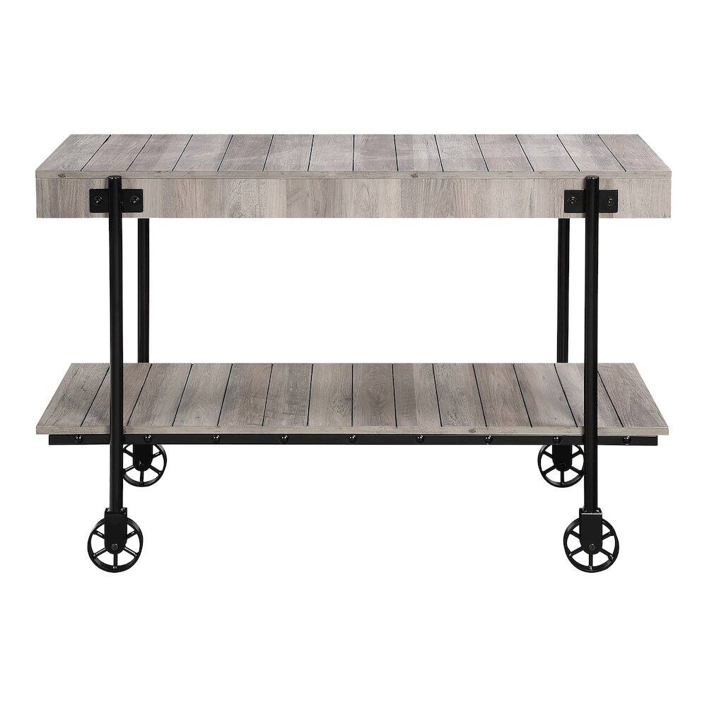 Alt View 1. Furniture of America - Acres Wood Natural Console Table with Metal Black Wheels - Brown.