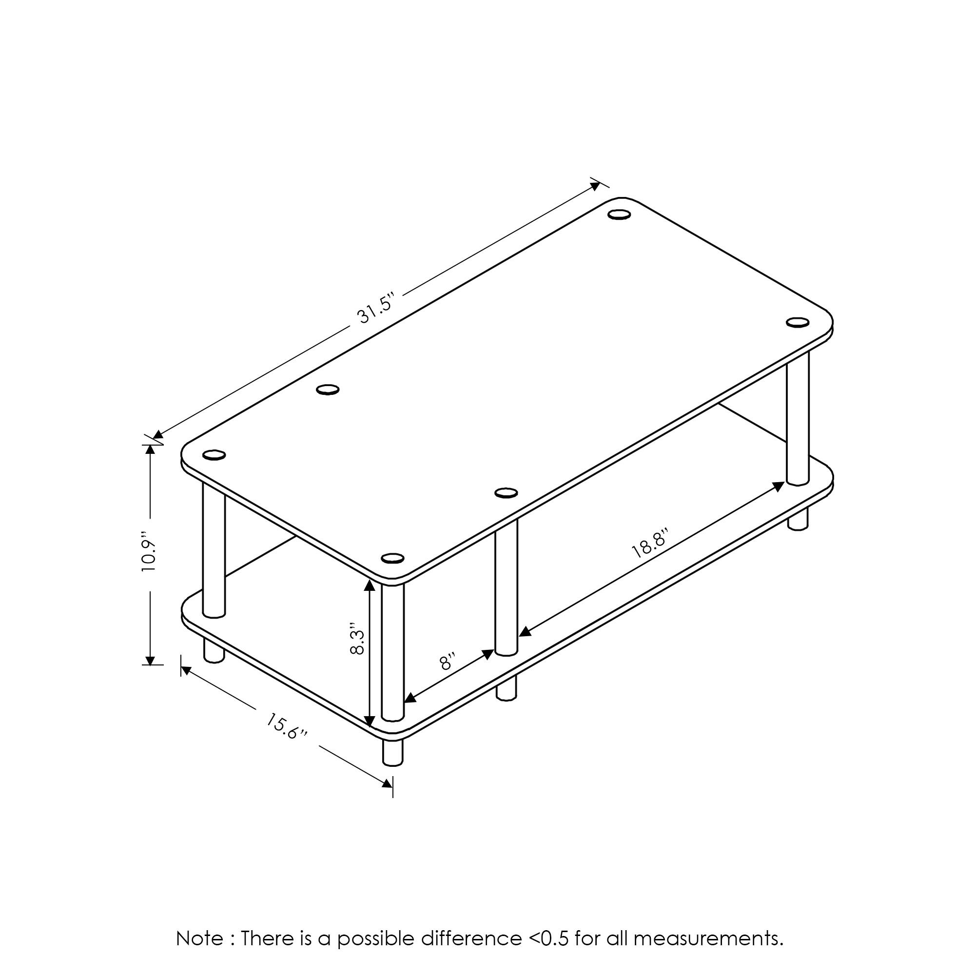 31.5"  
10.9"  
18.8"  
8.3"  
8"  
15.6"  

Note: There is a possible difference <0.5 for all measurements.