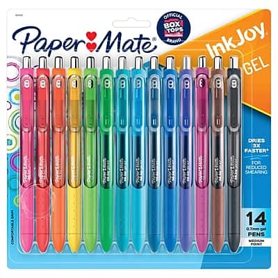 Paper Mate - InkJoy Retractable Gel Pens, Medium Point, 0.7mm, 14/Pack - Assorted Ink