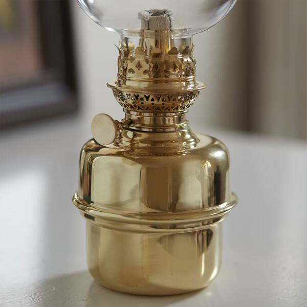 Alt View 1. Kings County Tools - 14.5” Tall Nautical Oil Lamp with Brass Captain’s Shade.