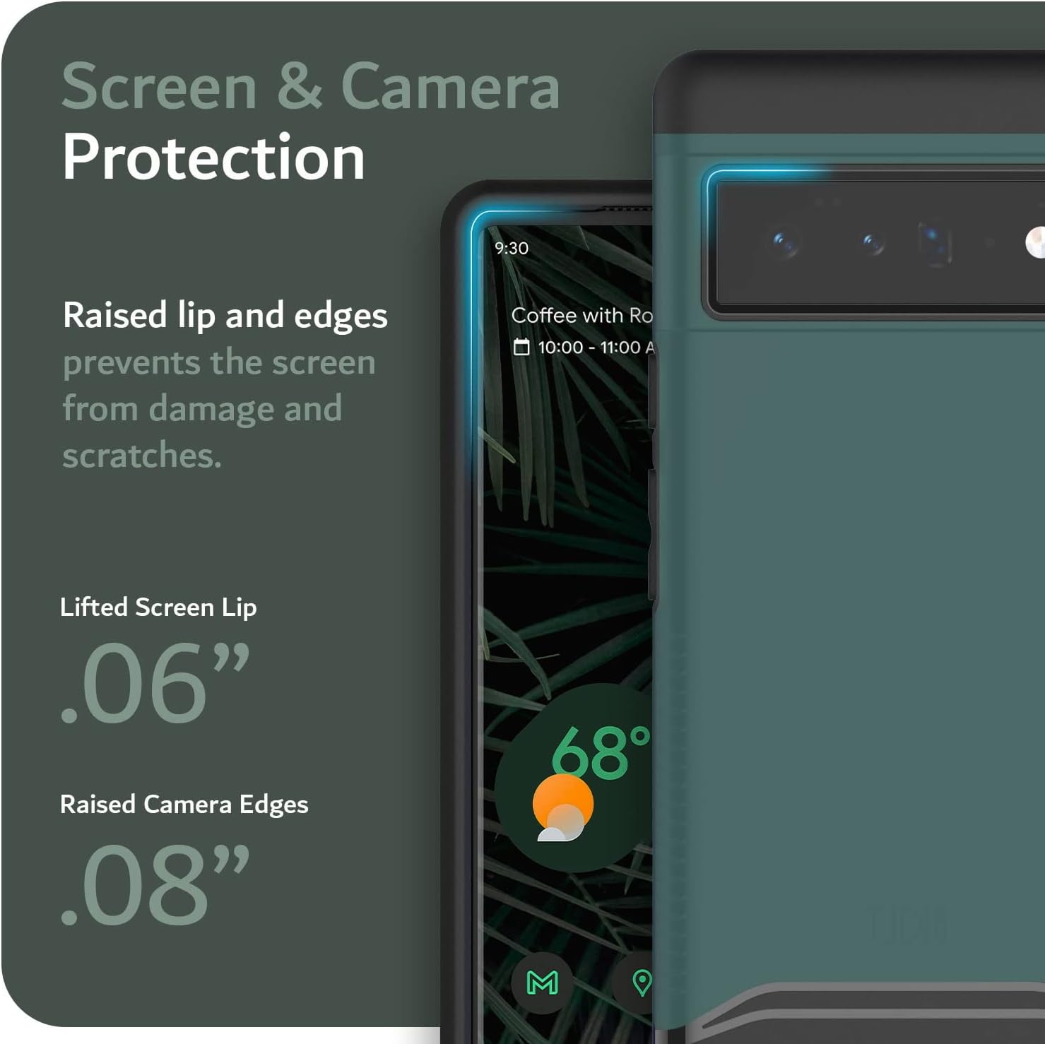 Screen & Camera Protection

Raised lip and edges prevents the screen from damage and scratches.

Lifted Screen Lip .06"

Raised Camera Edges .08"