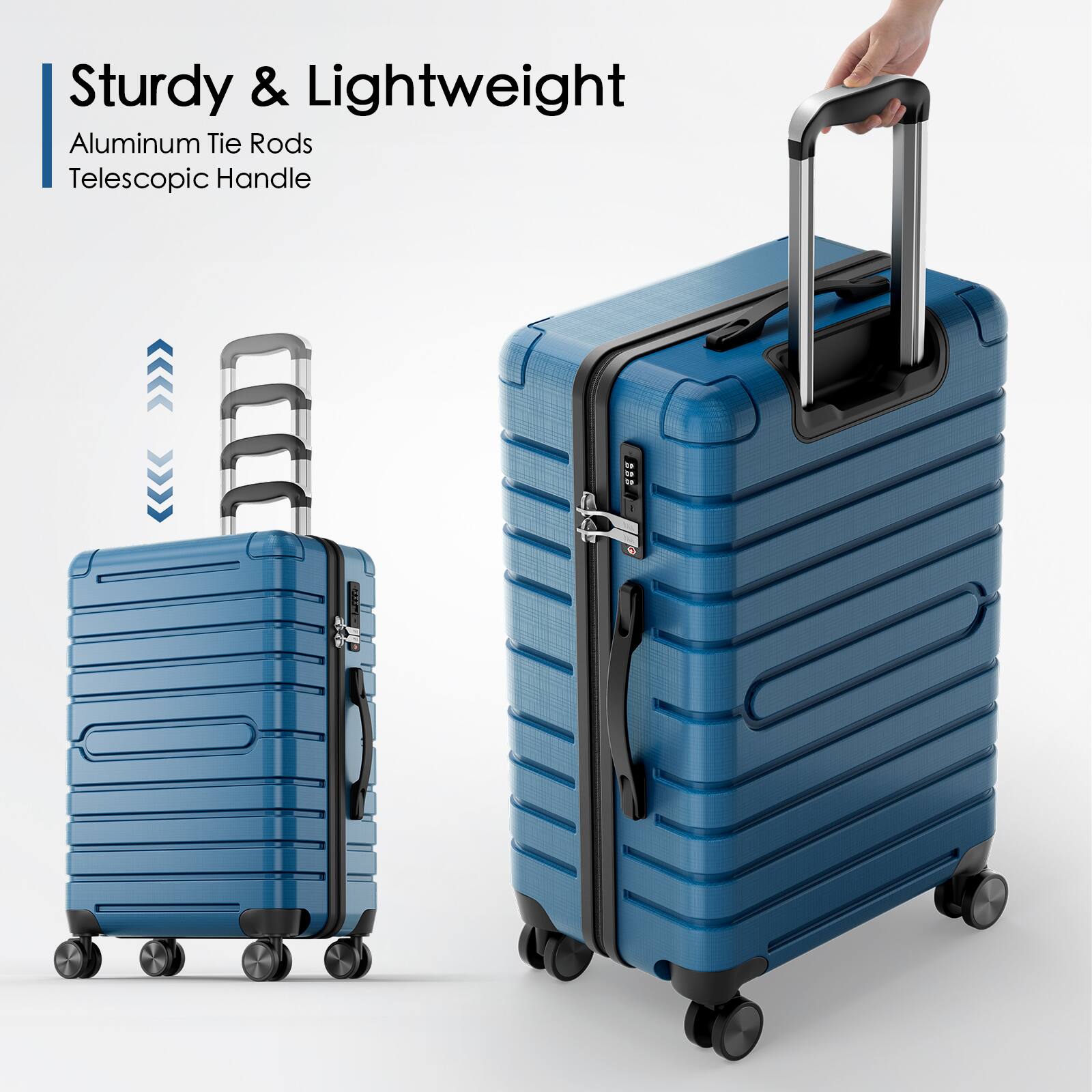 Sturdy & Lightweight  
Aluminum Tie Rods  
Telescopic Handle