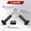 V Handle:

1. Chrome Plated Coating: Increases durability and prevents corrosion.
2. 3 Flat Knobs: Offer a secure grip and avoid slipping.
3. 2 Knurled Rubber Grips: Add friction to ensure a firm grip.