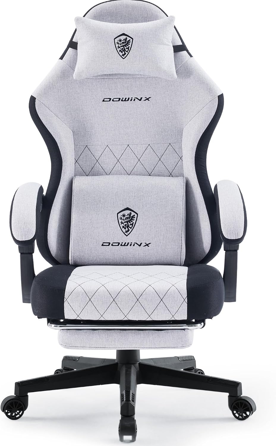 Dowinx - Ergonomic gaming chair with lumbar support; reclines for resting; comes with a footrest—a must-have for work and leisure - Light Gray