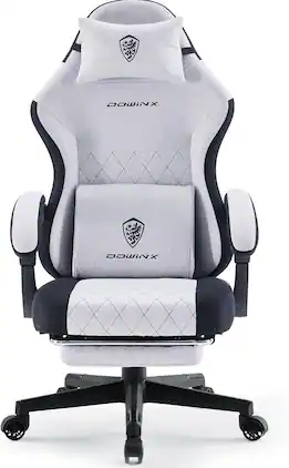 Dowinx - Ergonomic gaming chair with lumbar support; reclines for resting; comes with a footrest—a must-have for work and leisure - Light Gray