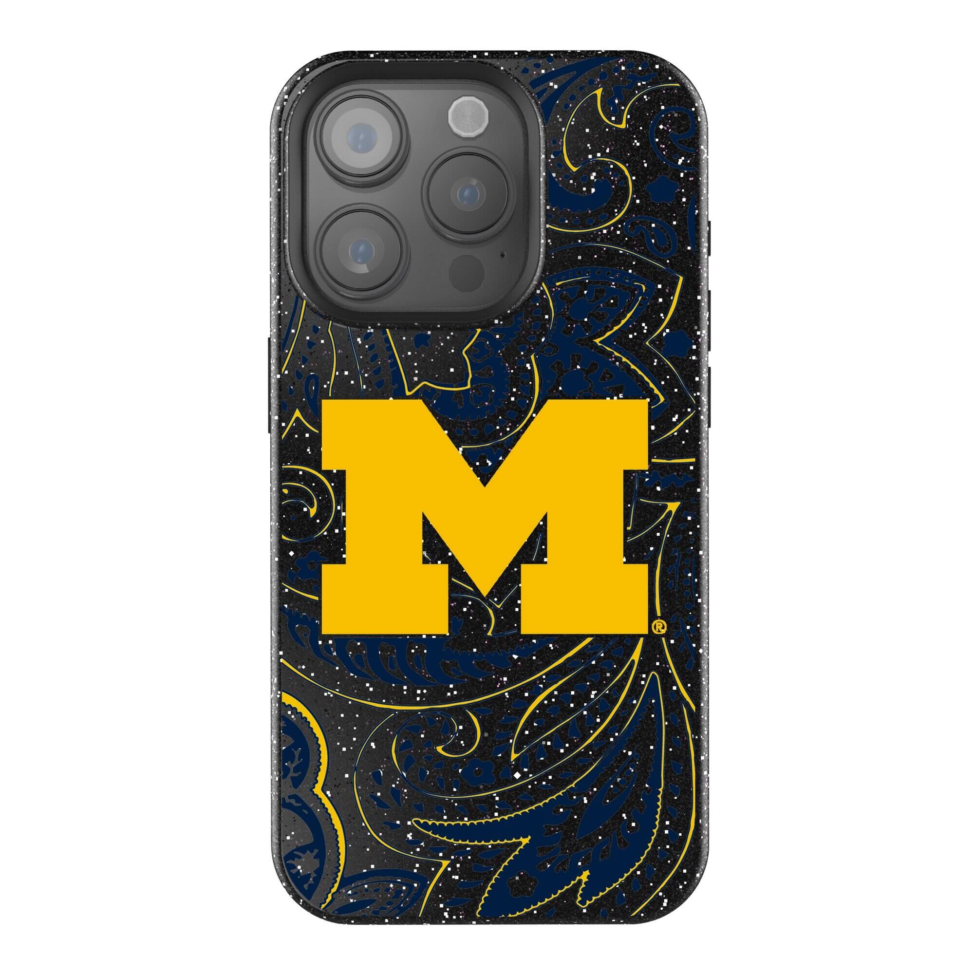 Keyscaper - NCAA - Michigan Wolverines Paisley Bling iPhone Case - 15 - Black
