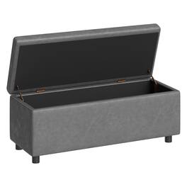Acekool - Storage Ottoman Bench, Ottoman Foot Rest, Mid-Century Modern, Synthetic Leather with Stitching - Gray