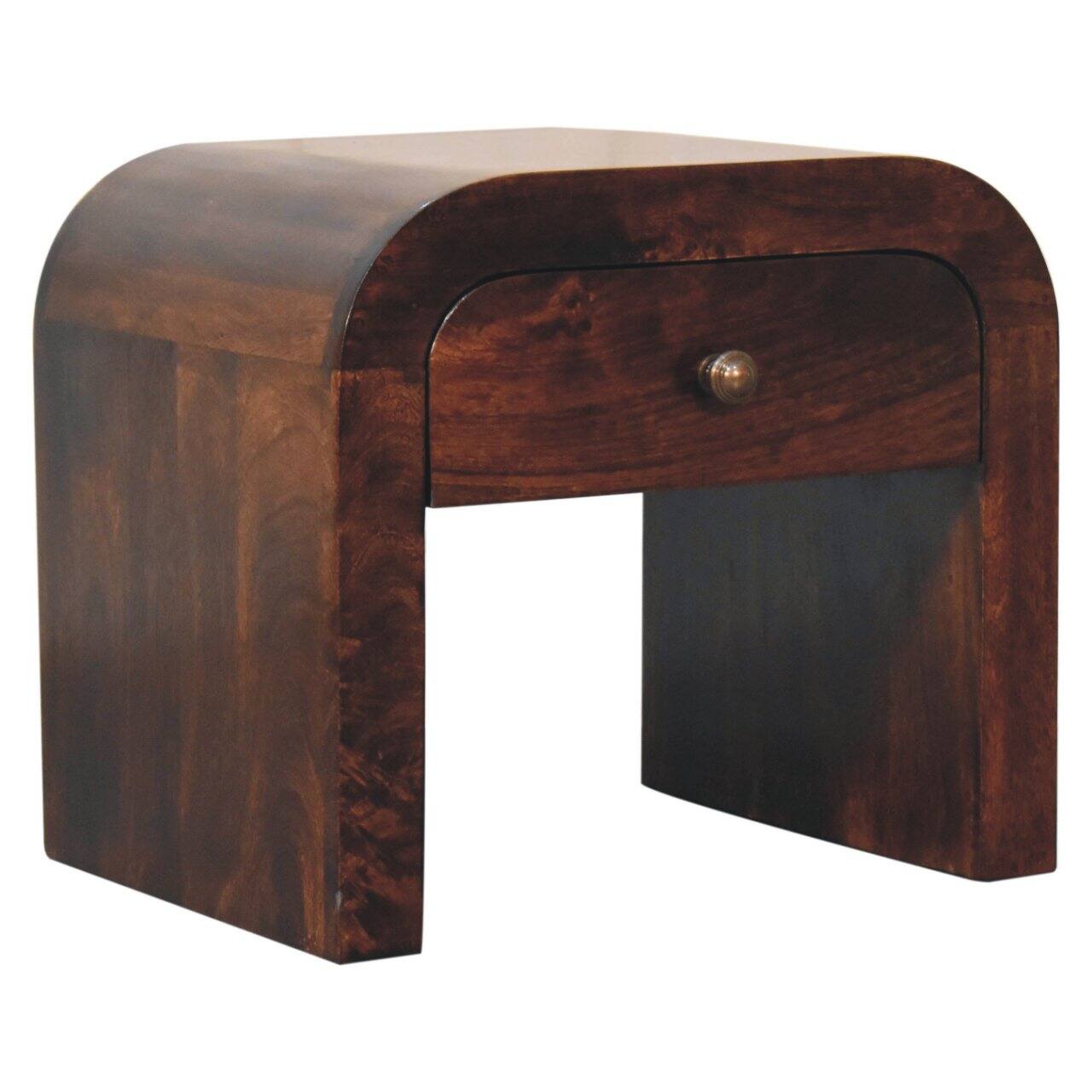 Left. Artisan Furniture - Artisan Furniture Solid Wood California Walnut Disc Bedside, 1 Drawer, Dark Brown - Walnut Finish.